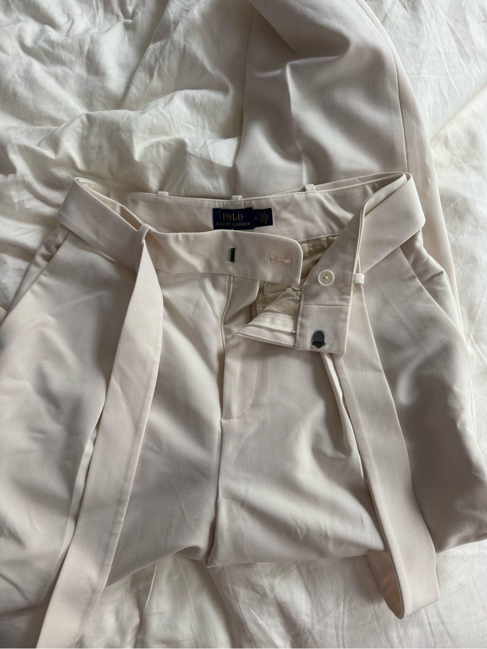 Ralph Lauren Cream Tailored Trousers with Satin Lining